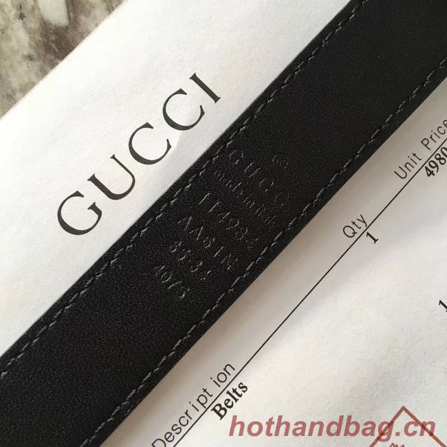 Gucci leather belt with butterfly A409418 Black