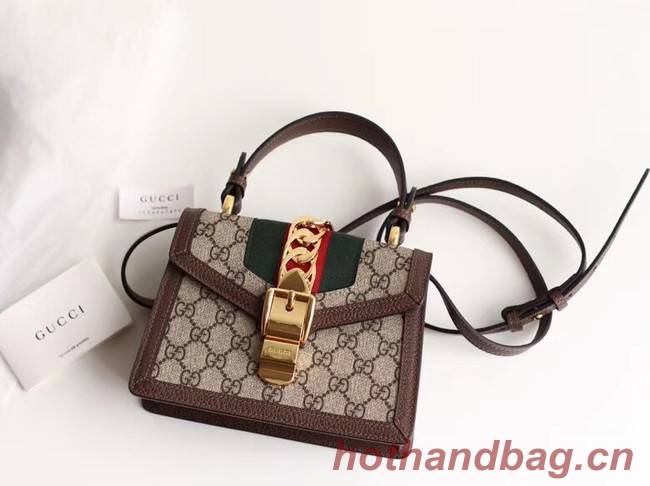 Gucci Sylvie GG Supreme canvas mini bag 470270 brown