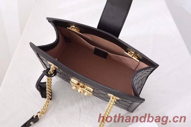 Gucci original leather Padlock shoulder bag 498156 black