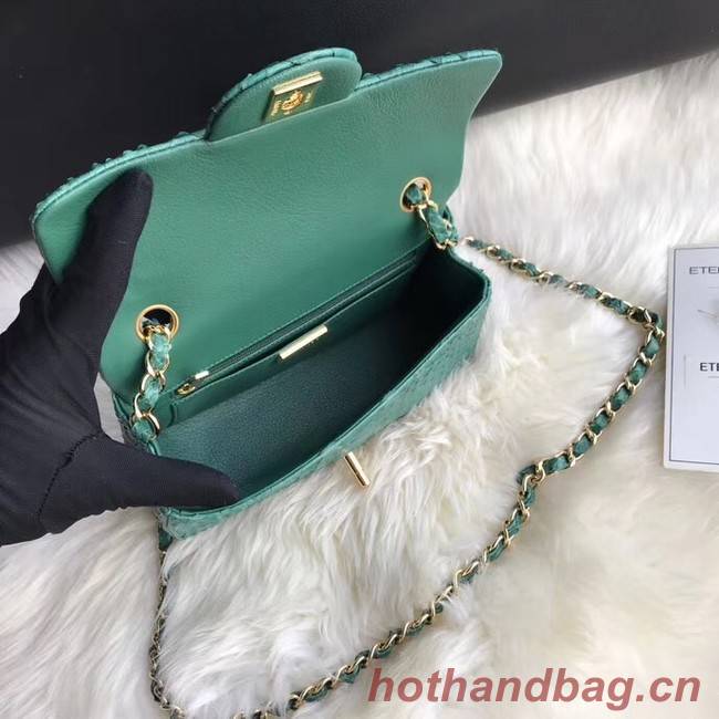 Chanel Mini Flap Bag Python & Gold-Tone Metal A69900 green