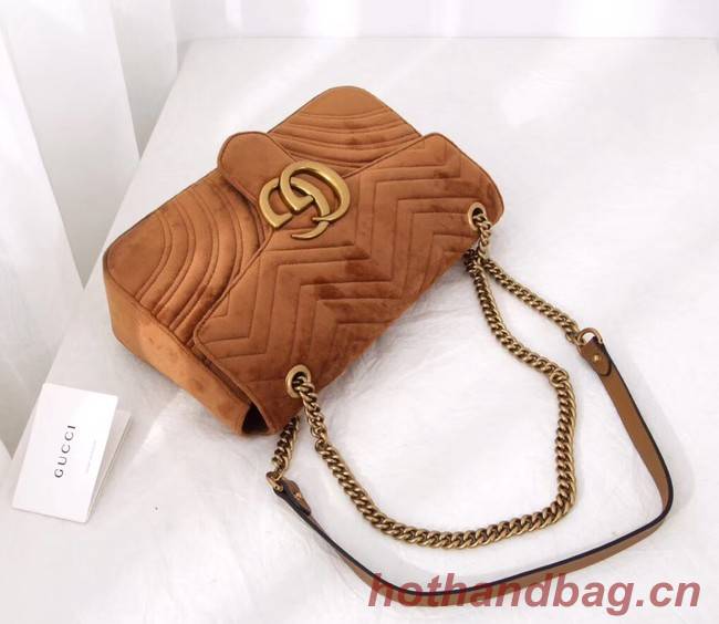 Gucci GG Marmont velvet medium shoulder bag 443496 Taupe