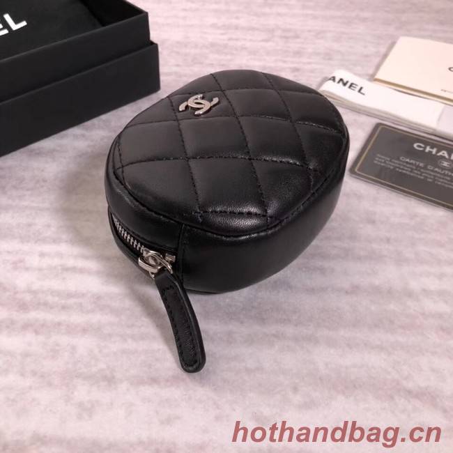 Chanel Coin Purse Lambskin & Silver-Tone Metal A68995 black