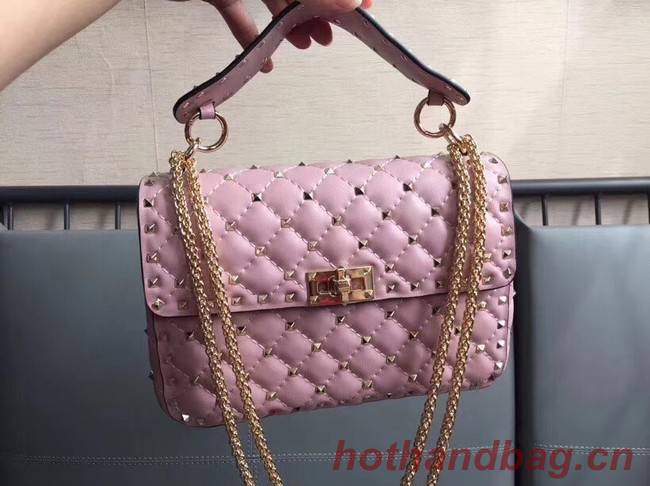 VALENTINO Rockstud medium leather shoulder bag 0123 pink