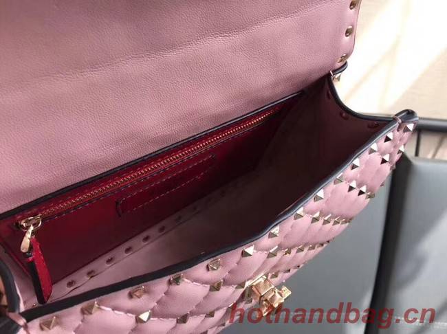 VALENTINO Rockstud medium leather shoulder bag 0123 pink