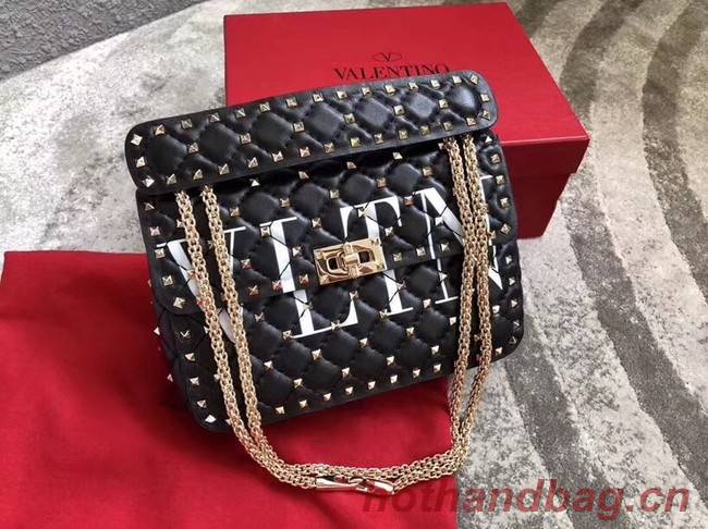 VALENTINO Rockstud spike medium shoulder bag 2601 black