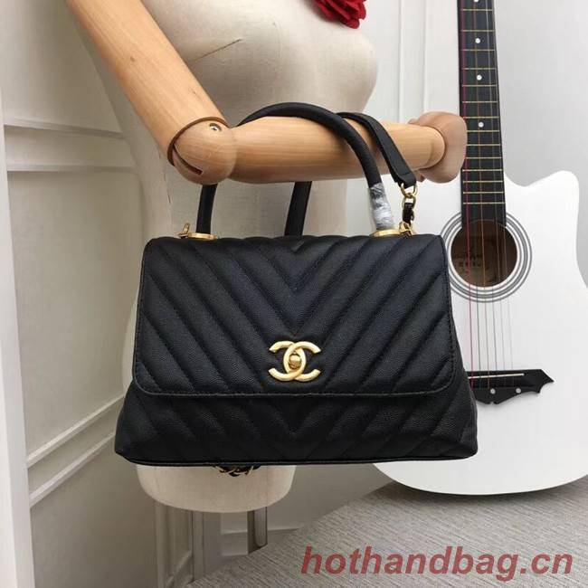 Chanel Flap Bag with Top Handle 36620 black