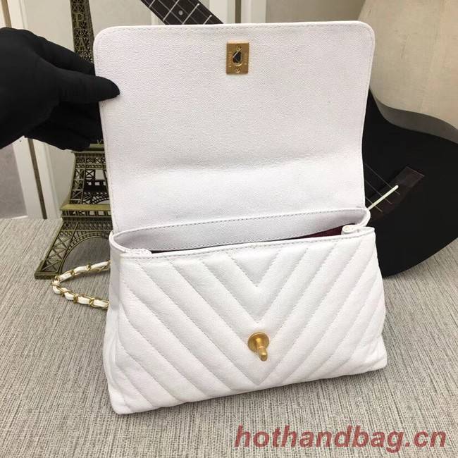 Chanel Flap Bag with Top Handle 36620 white