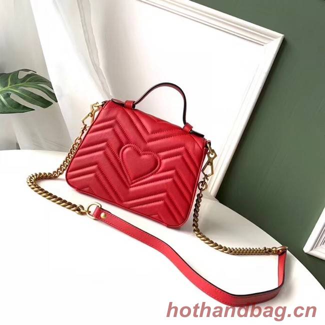 Gucci GG Marmont Original leather mini top handle bag 547260 red