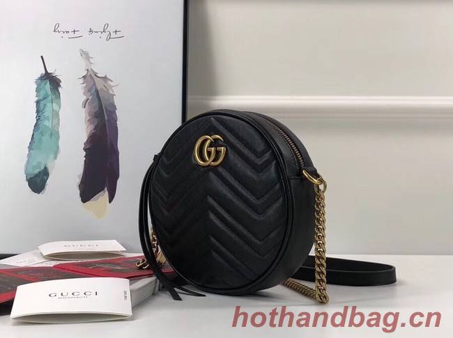 Gucci GG Marmont mini round shoulder bag 550154 black