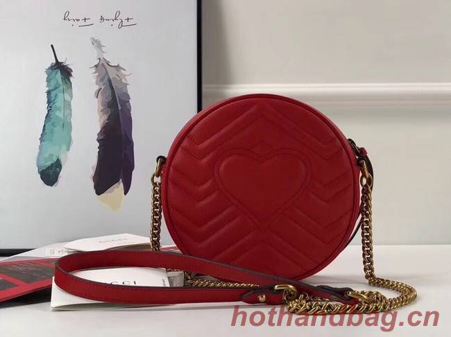 Gucci GG Marmont mini round shoulder bag 550154 red