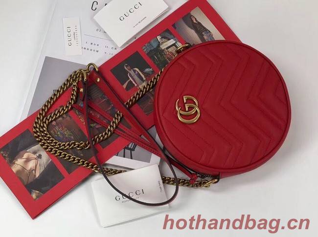 Gucci GG Marmont mini round shoulder bag 550154 red