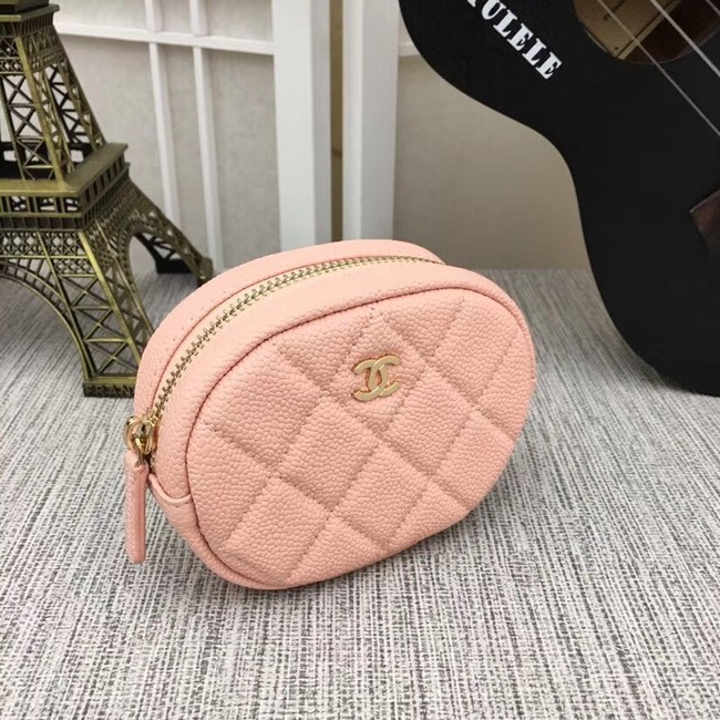 Chanel Coin Purse Metallic Grained Lambskin & Gold-Tone Metal A68995 pink