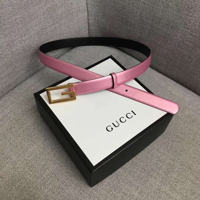 Gucci Leather belt with G buckle 523305 pink