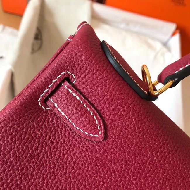 Hermes original Togo leather kelly bag KL320 fuchsia