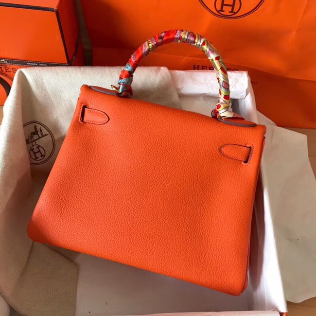 Hermes original Togo leather kelly bag KL320 orange