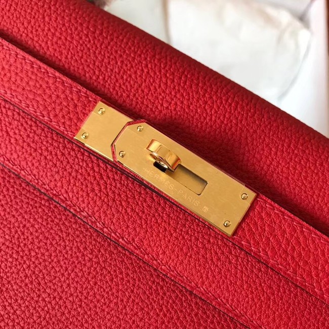 Hermes original Togo leather kelly bag KL320 red