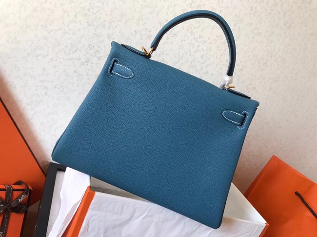 Hermes original Togo leather kelly bag KL320 sky blue