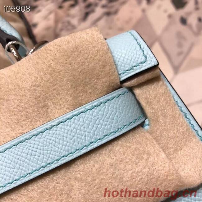 Hermes original Kelly Epsom Leather KL32 light blue Silver hardware