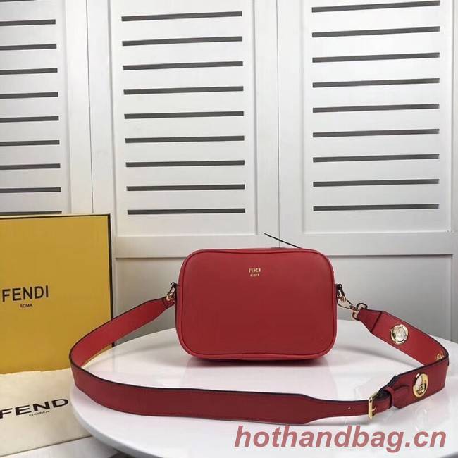 Fendi MINI CAMERA CASE Red leather bag 8BS019A