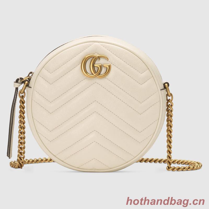 Gucci GG Marmont mini round shoulder bag 550154 white