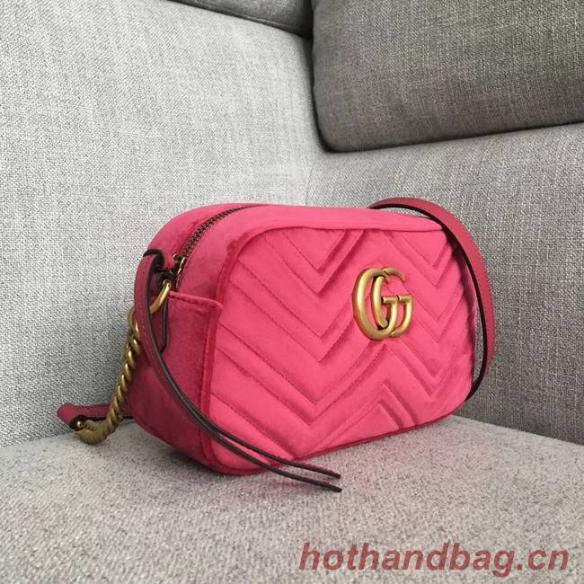 Gucci GG Marmont velvet small shoulder bag 447632 rose