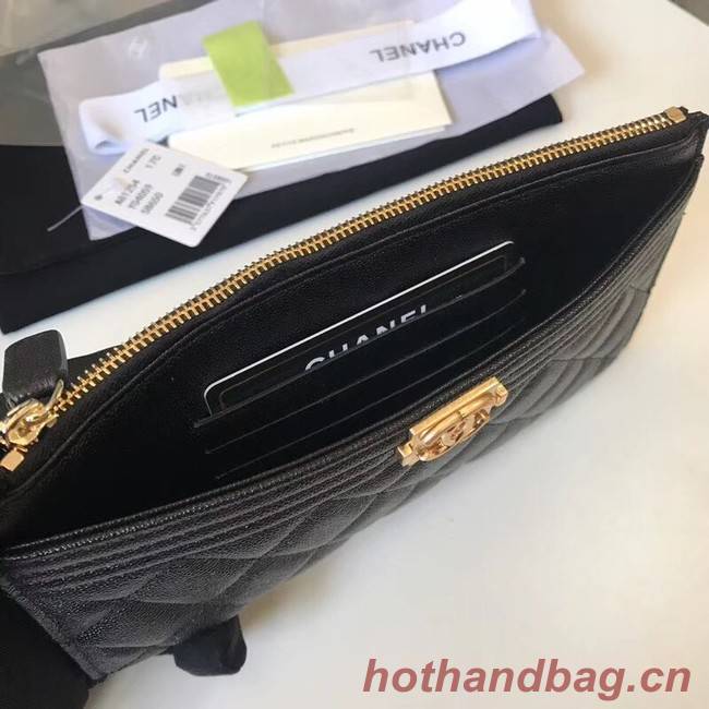 Chanel boy chanel pouch Calfskin & Gold-Tone Metal A81254 black