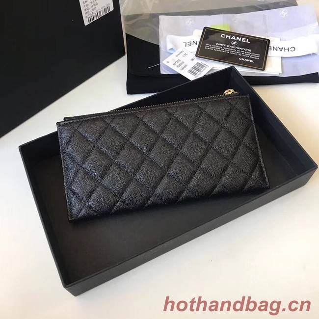 Chanel boy chanel pouch Calfskin & Gold-Tone Metal A81254 black