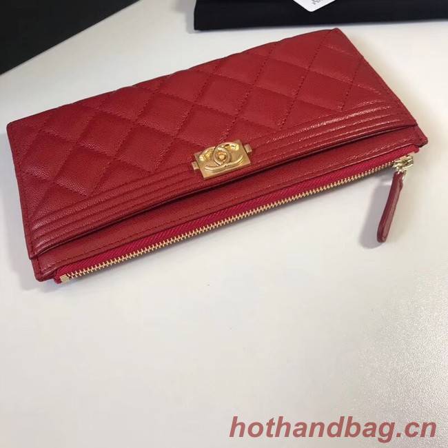 Chanel boy chanel pouch Calfskin & Gold-Tone Metal A81254 red