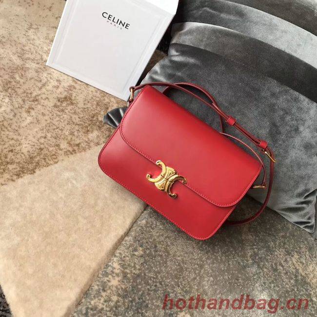 CELINE MEDIUM TRIOMPHE BAG IN SHINY CALFSKIN CL87363 RED