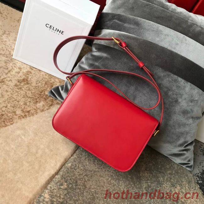 CELINE MEDIUM TRIOMPHE BAG IN SHINY CALFSKIN CL87363 RED