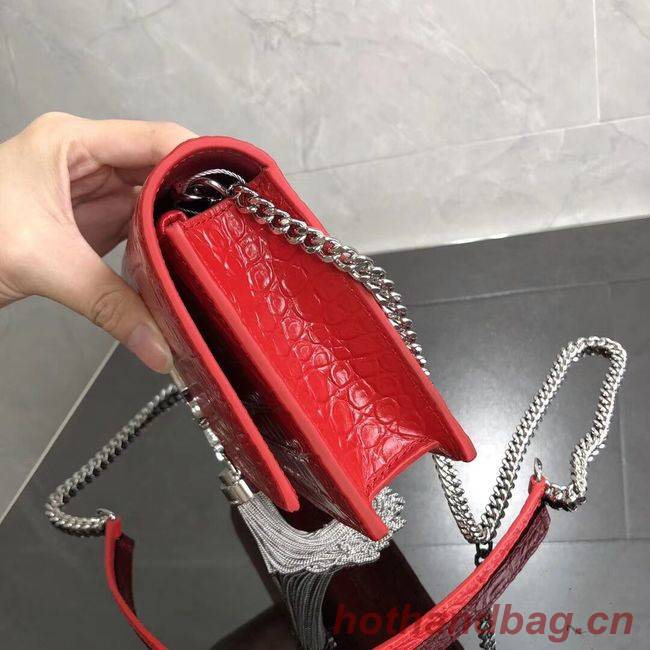 SAINT LAURENT Kate crocodile-embossed leather cross-body bag 452159 red