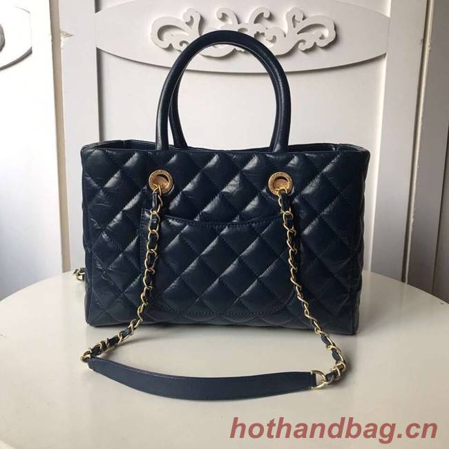 Chanel large shopping bag Aged Calfskin & Gold-Tone Metal A57974 Blue