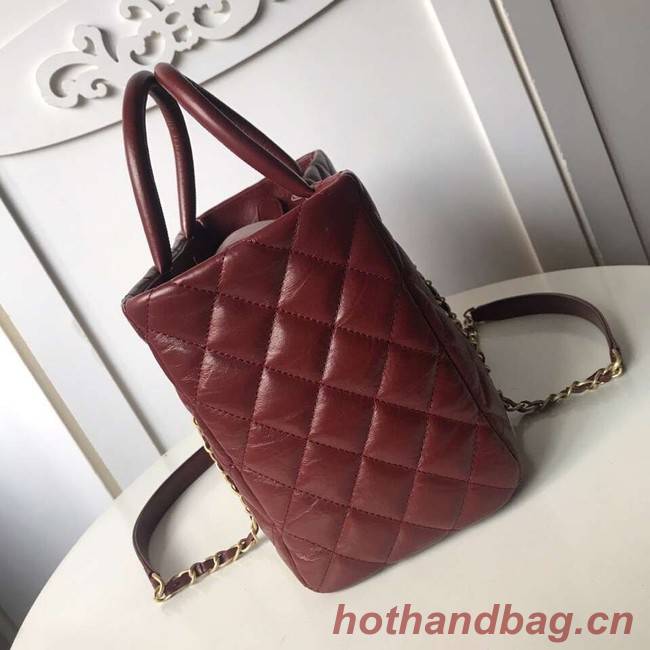 Chanel large shopping bag Aged Calfskin & Gold-Tone Metal A57974 Burgundy