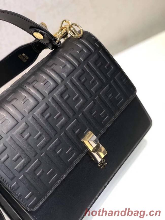 FENDI Kan I Leather Shoulder Bag 8BT283A black