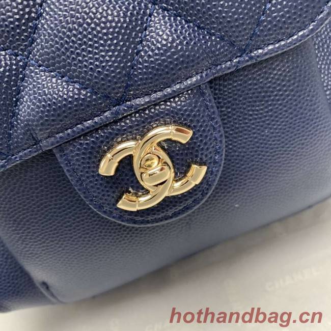 Chanel Grained Calfskin & Gold-Tone Metal backpack AS0003 blue