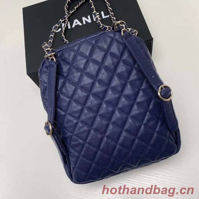 Chanel Grained Calfskin & Gold-Tone Metal backpack AS0004 blue