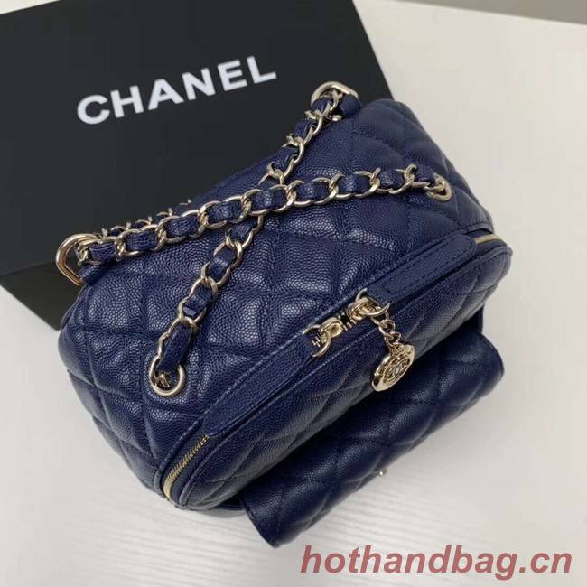 Chanel Grained Calfskin & Gold-Tone Metal backpack AS0004 blue