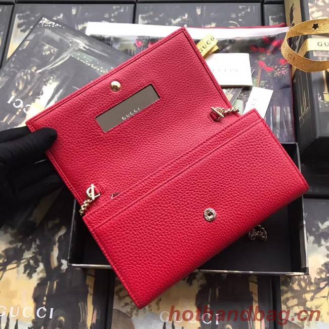 Gucci GG Marmont leather chain wallet 546585 Hibiscus red