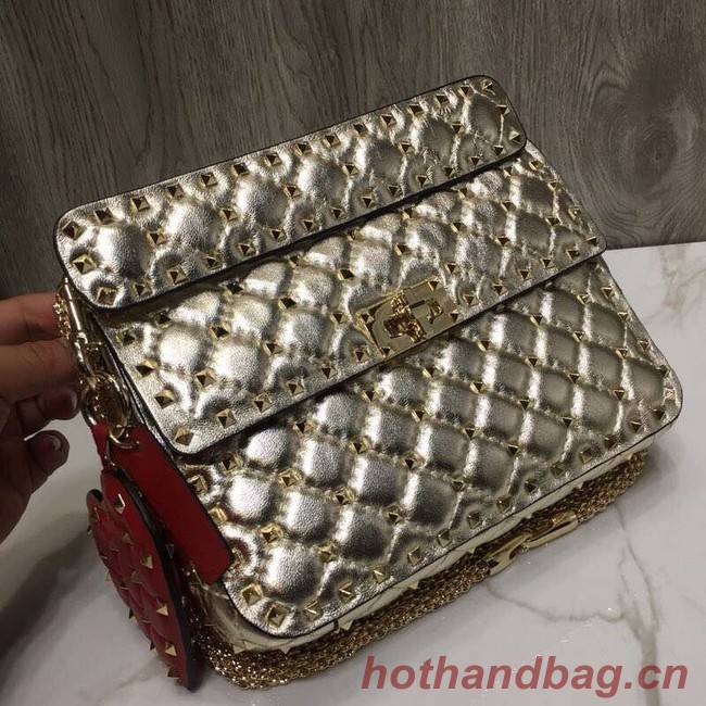 VALENTINO Rockstud quilted leather bag 0027 gold