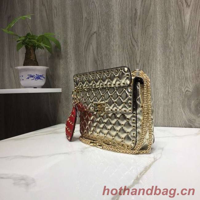 VALENTINO Rockstud quilted leather bag 0027 gold