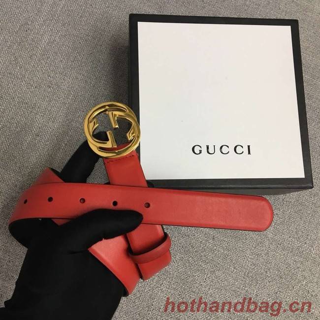 Gucci Leather belt with Double G buckle 406831 red