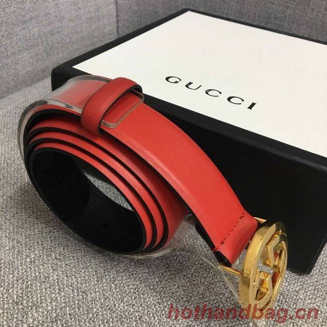 Gucci Leather belt with Double G buckle 406831 red