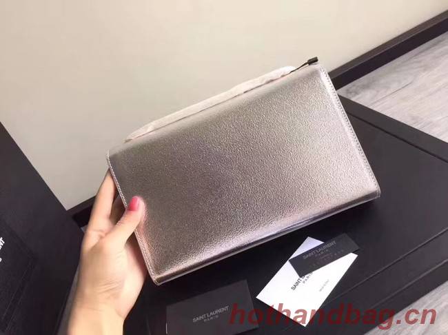 SAINT LAURENT Cassandre leather clutch 57312 Silver