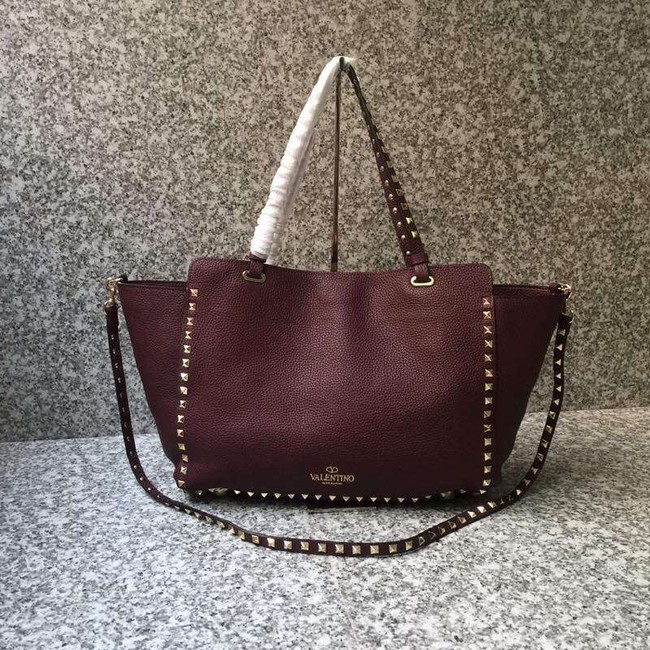 VALENTINO Rockstud large tote 0973 dark red