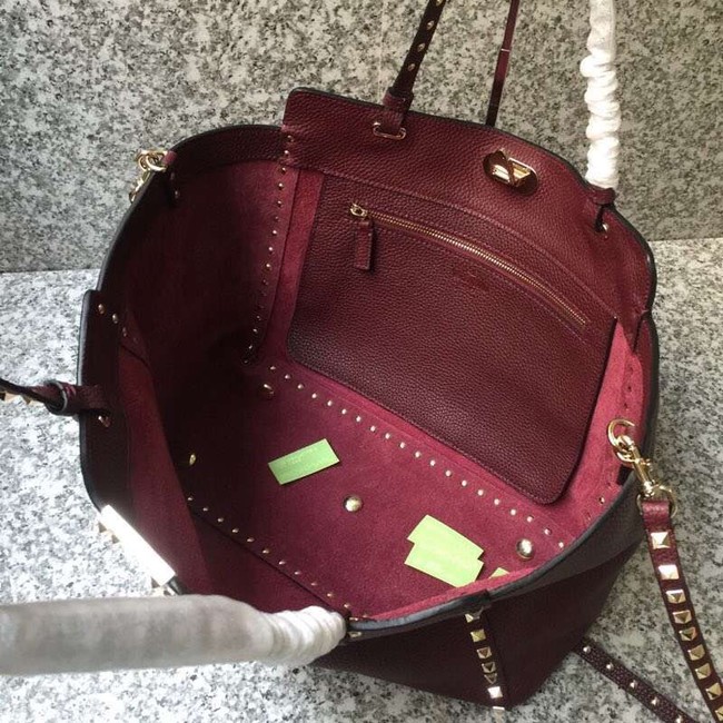 VALENTINO Rockstud large tote 0973 dark red