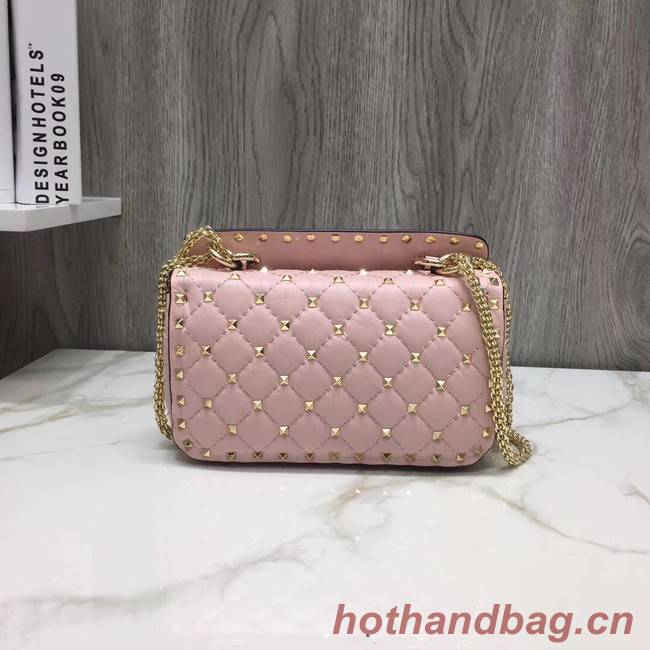 VALENTINO Rockstud small quilted leather shoulder bag 77562 pink