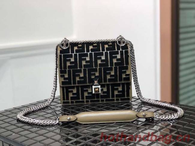 Fendi KAN I SMALL Multicolor fabric mini-bag 8BT0381 black&Khaki