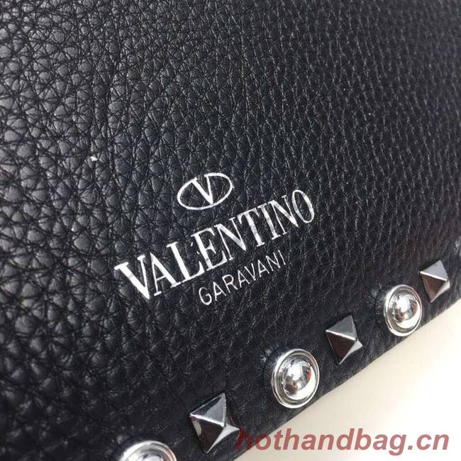 VALENTINO Rockstud grained leather messenger 0936B black