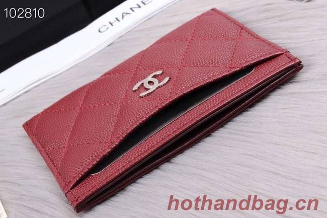 Chanel classic card holder Grained Calfskin & Gold-Tone Metal A31510 Burgundy