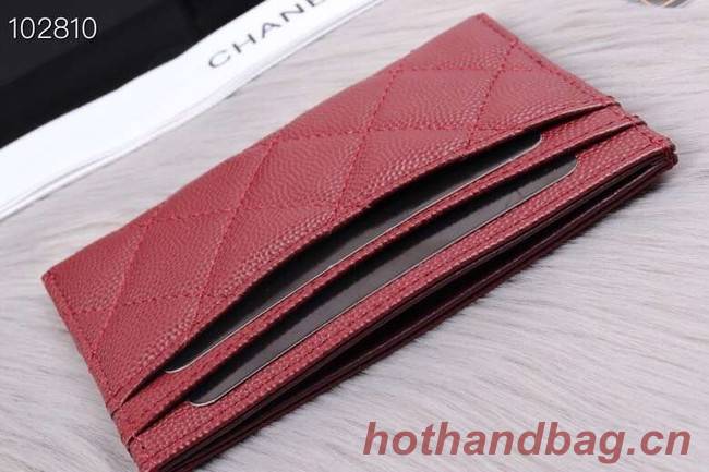 Chanel classic card holder Grained Calfskin & Gold-Tone Metal A31510 Burgundy